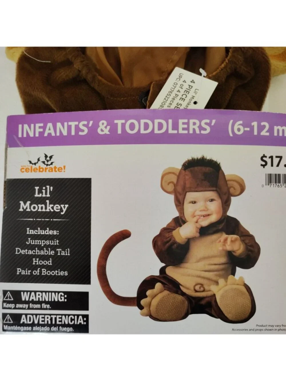 Celebrate Infant 6-12 Months Complete Little Monkey Halloween Costume